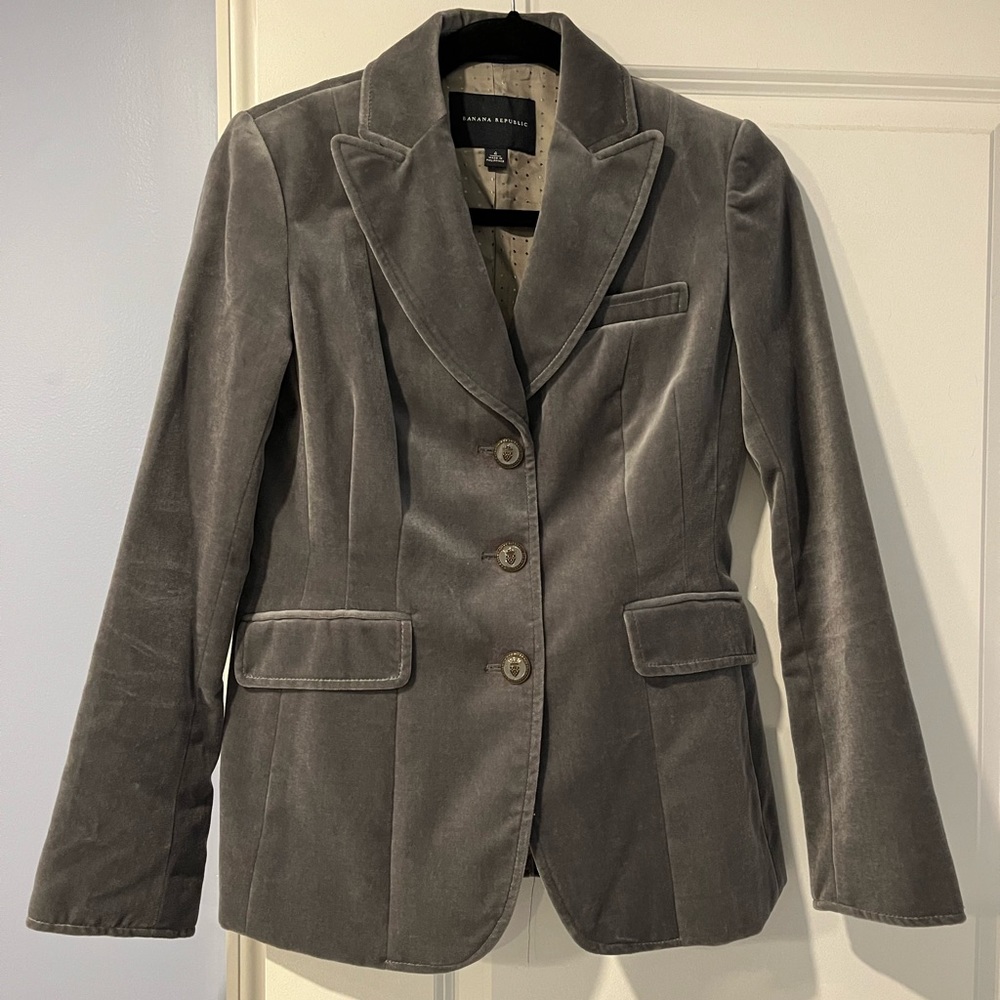 Banana Republic Pewter Velvet Blazer Size 4